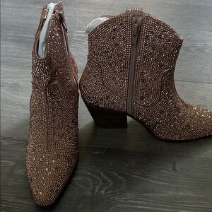 Matisse Sparkling Rhinestone Ankle Booties - Tan